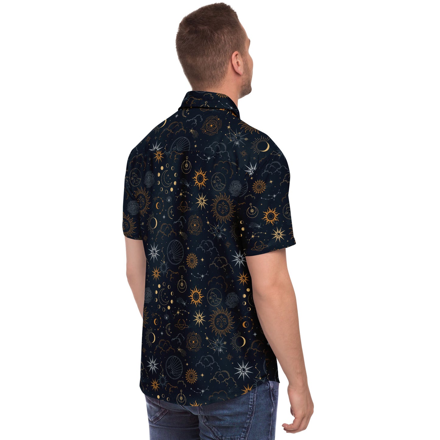 Celestial short sleeve button-up shirt