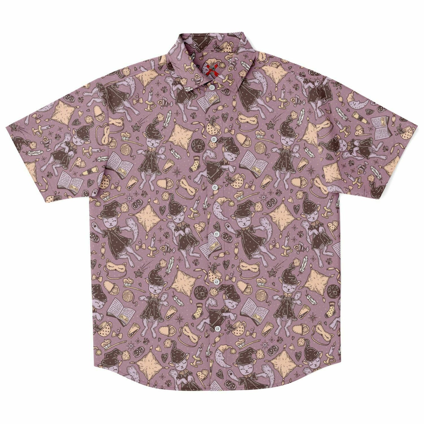 Sleeping HatsShort Sleeve Button-up Shirt