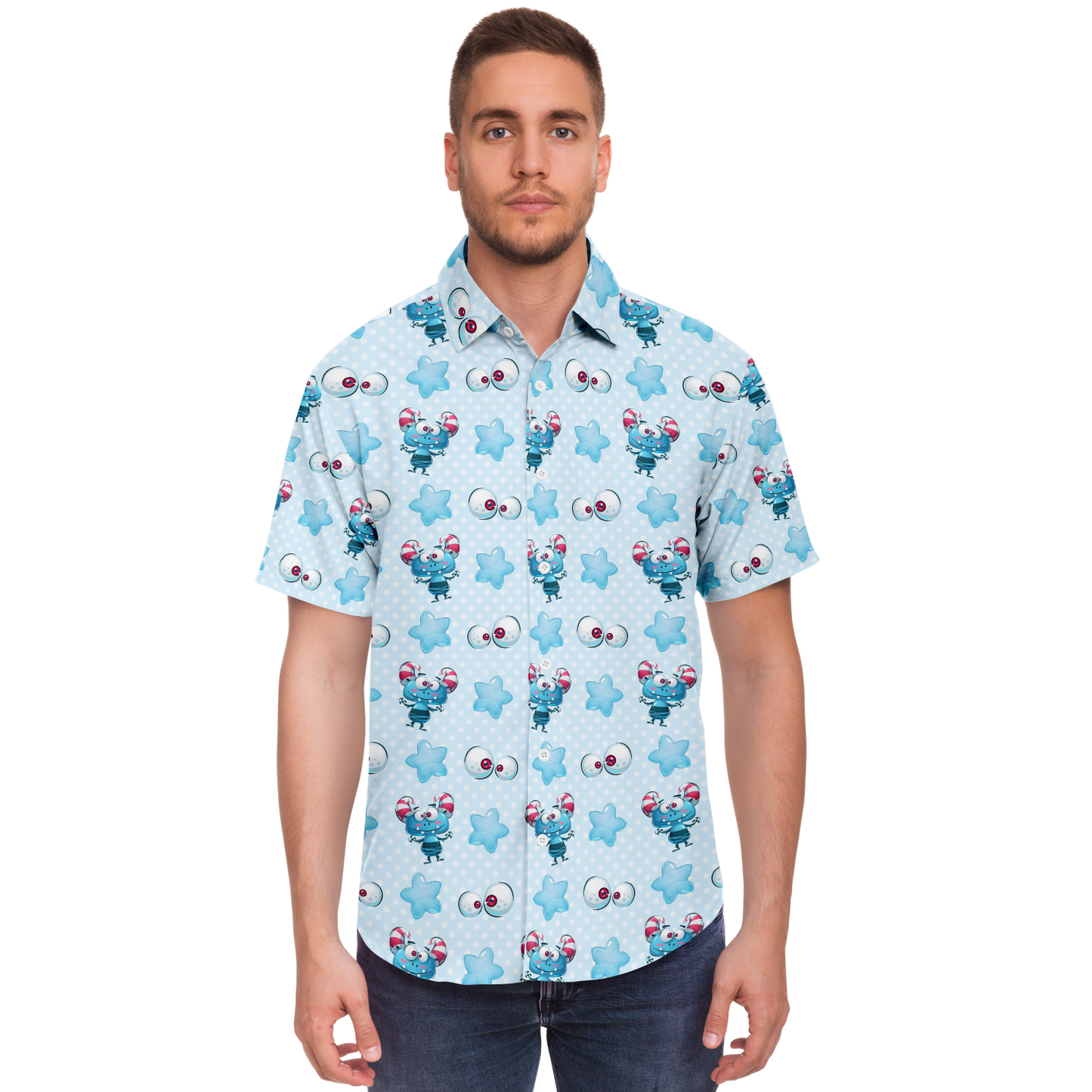 Little Monster short sleeve button down shirt