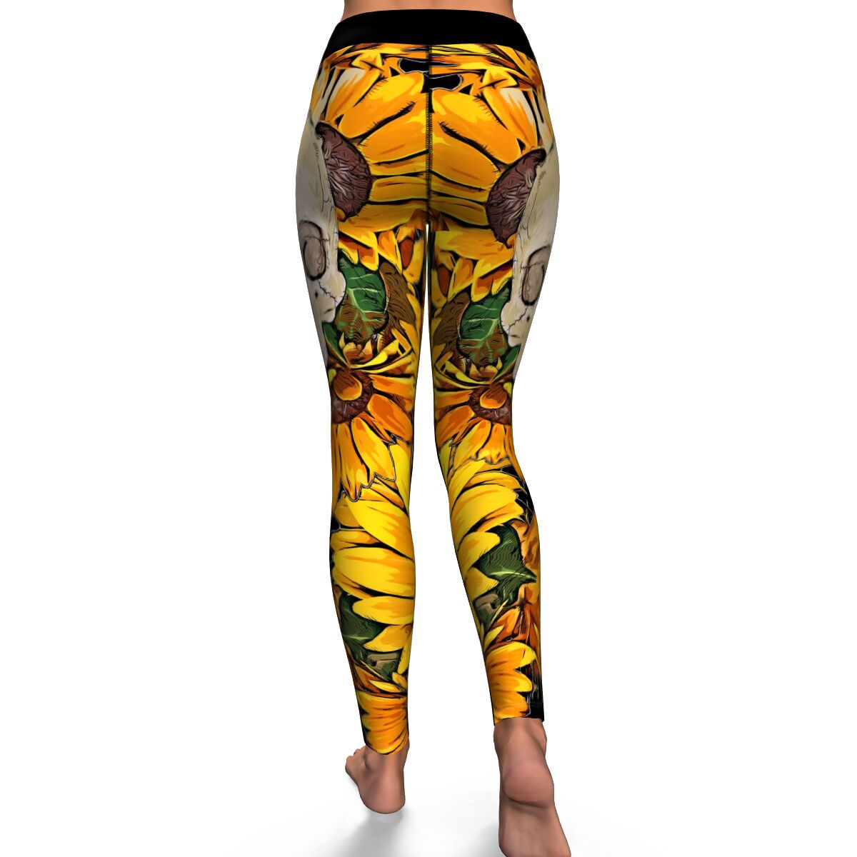 Sunflowers Skull Sunshine Yoga Leggings - NeoSkull