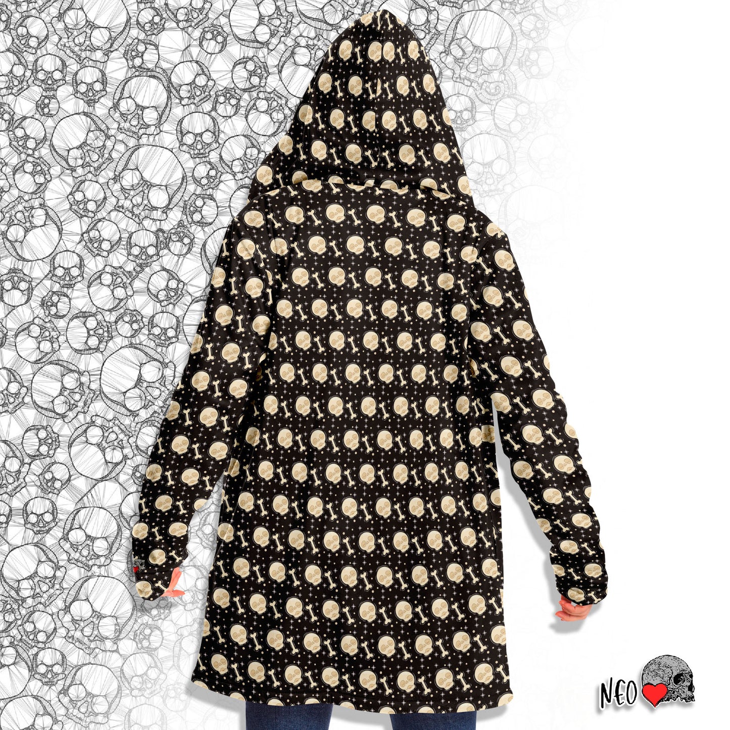 skull and bones cloak with hood
