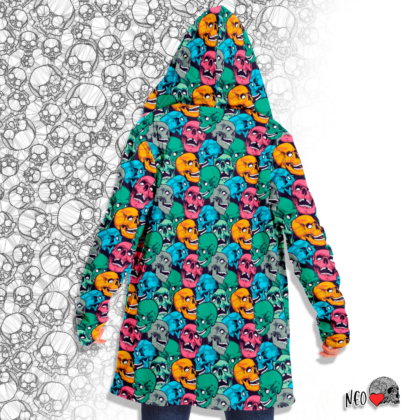 Skull Crowd Hooded Cloak