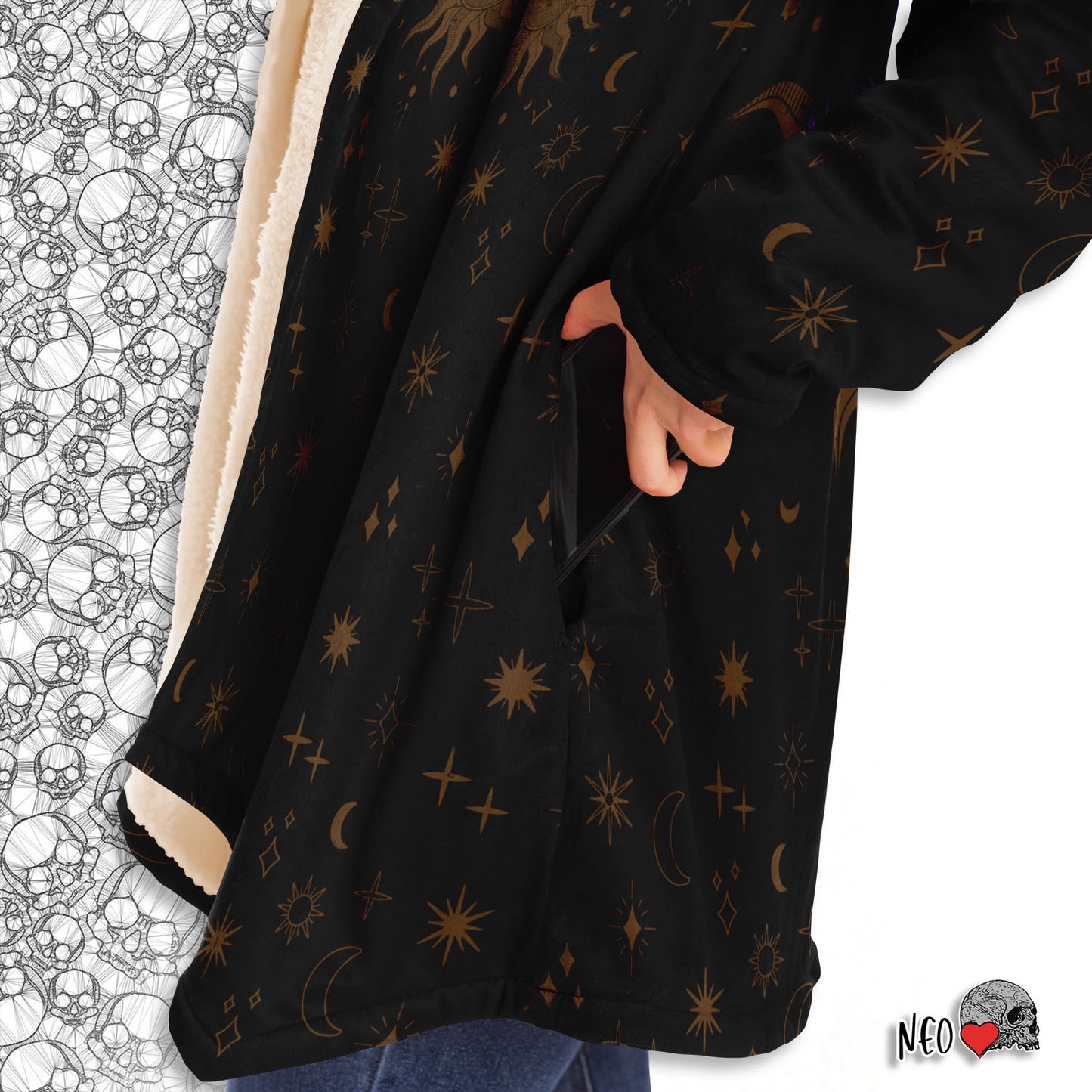 warm hooded cloak with pockets