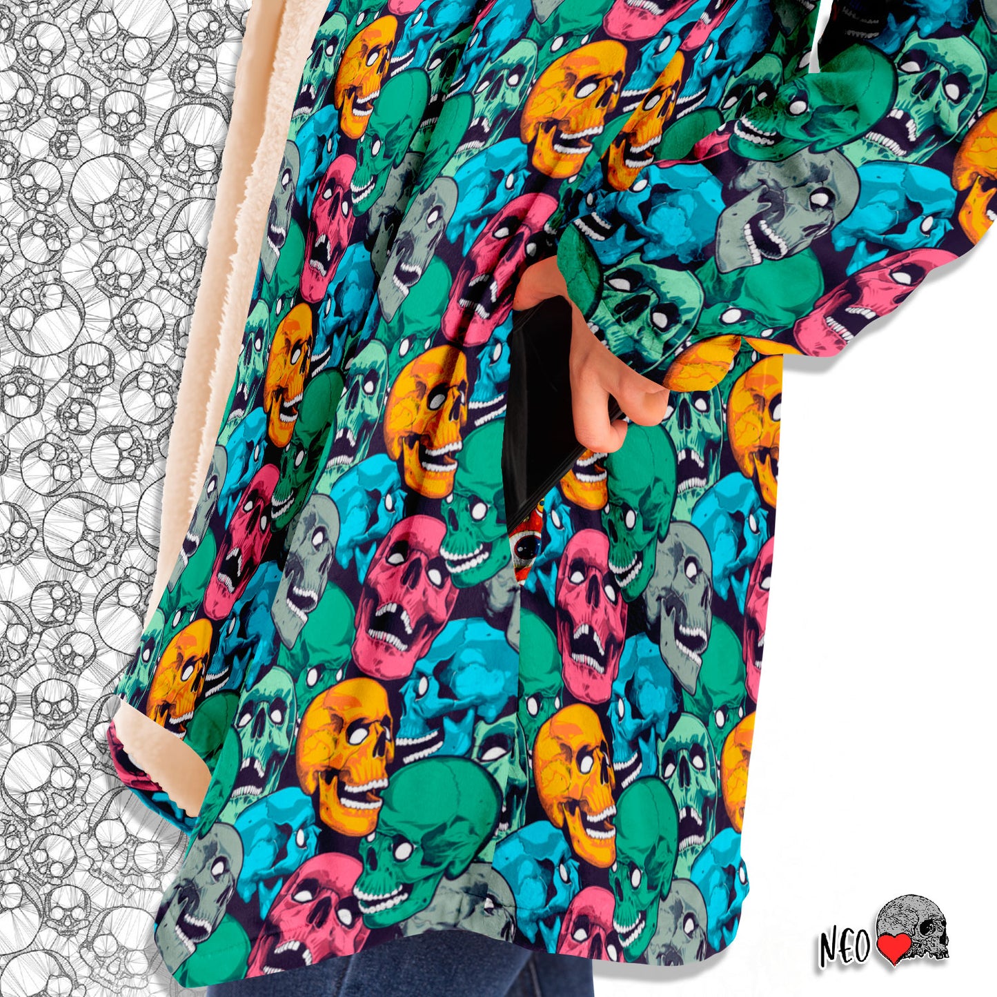 Skull Crowd Hooded Cloak