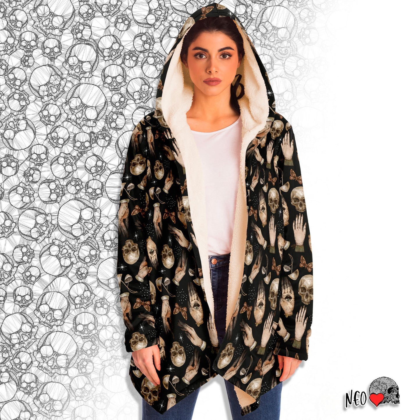 Occult print Hooded Cloak