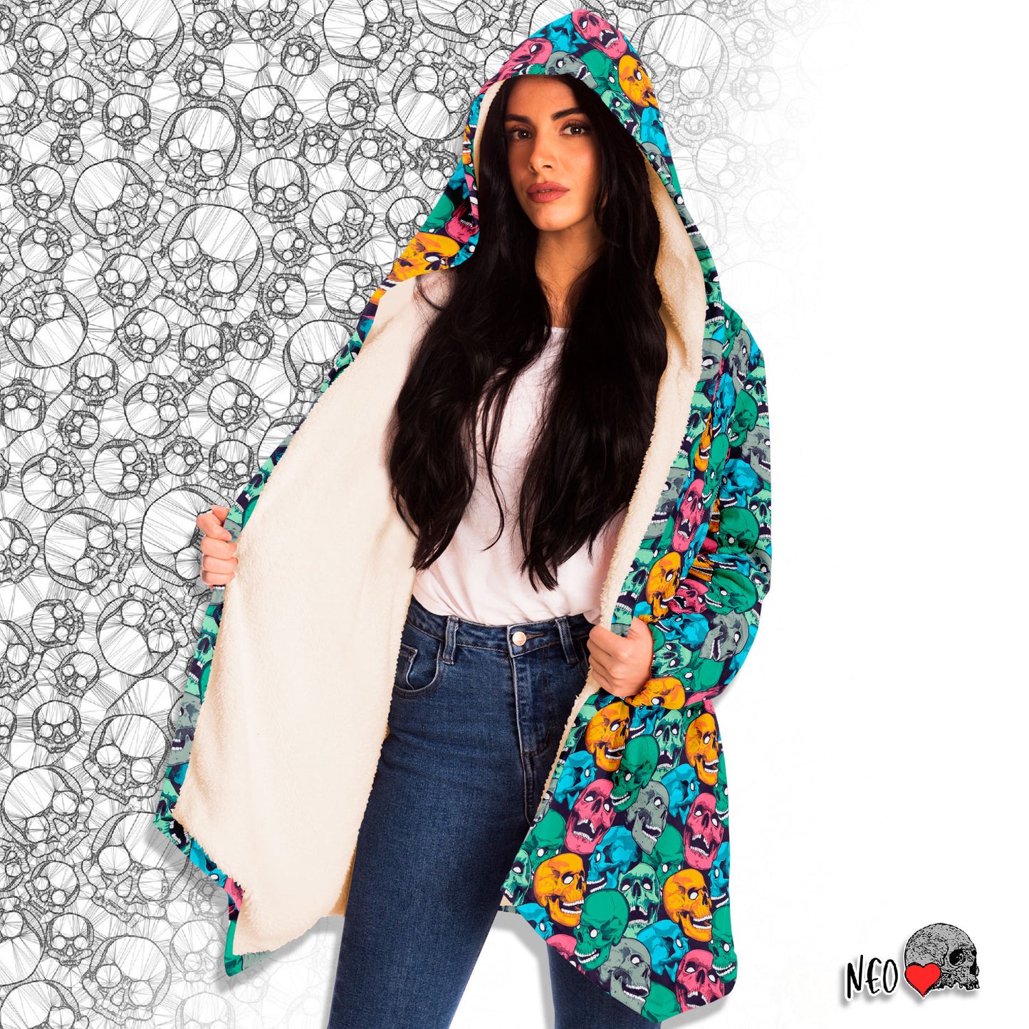 Skull Crowd Hooded Cloak