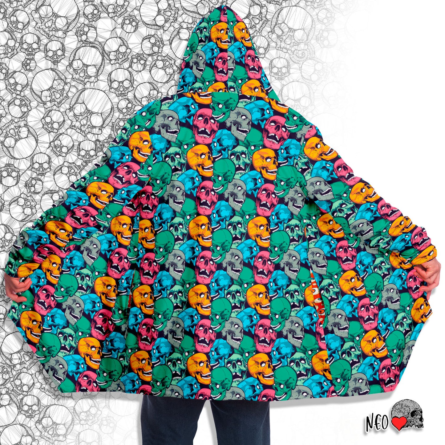 Skull Crowd Hooded Cloak