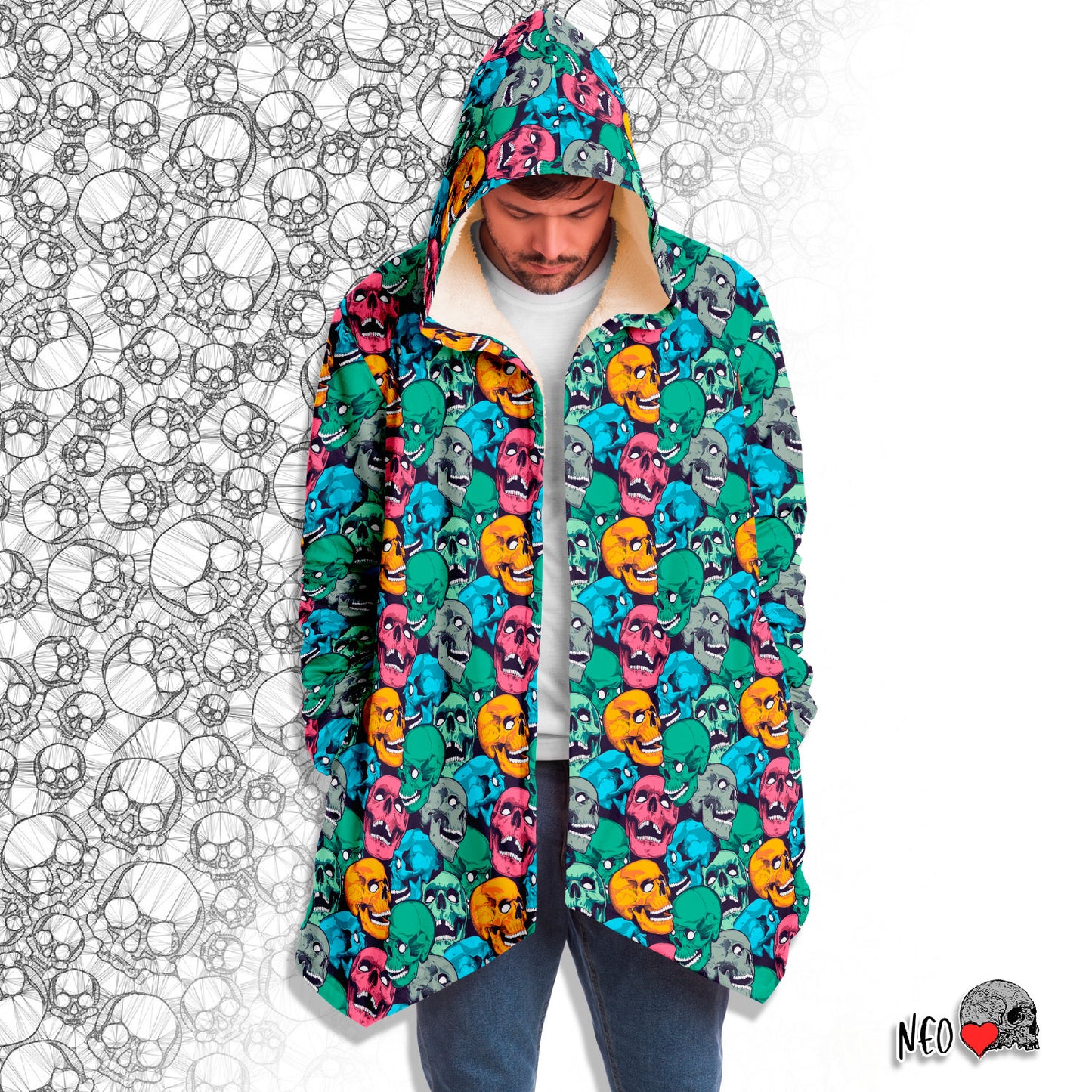 Skull Crowd Hooded Cloak