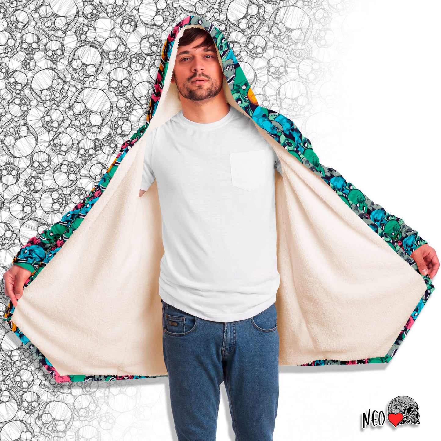 Skull Crowd Hooded Cloak