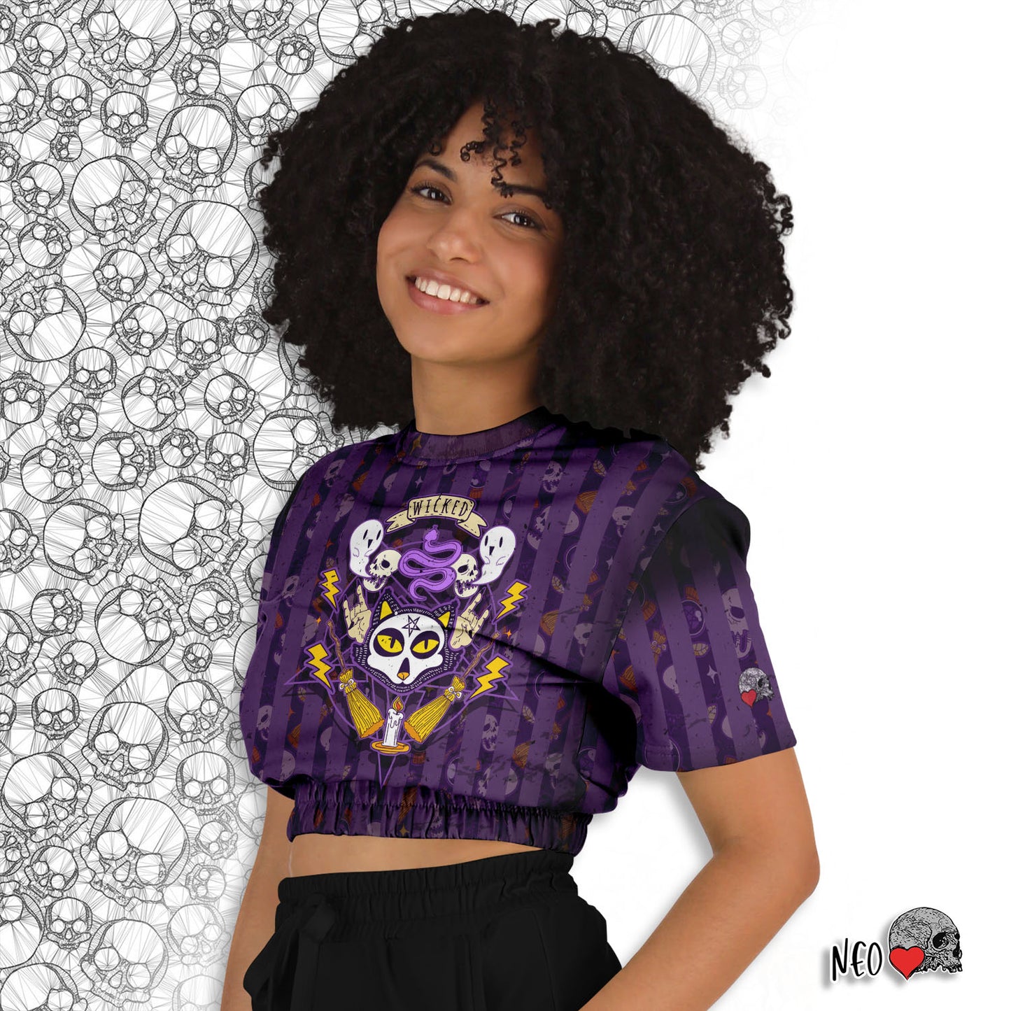 witch cat cropped sweatshirt