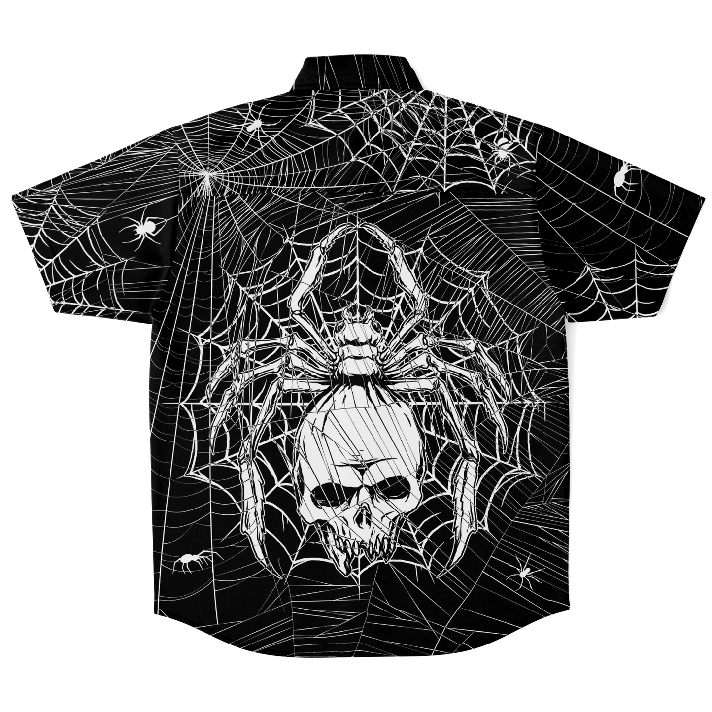 Spider Skull short sleeve button down shirt