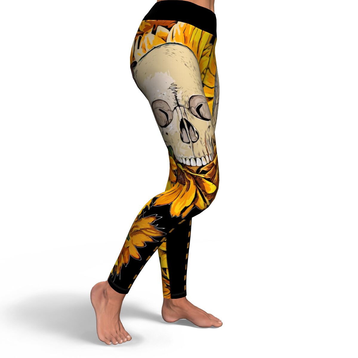 Sunflowers Skull Sunshine Yoga Leggings - NeoSkull