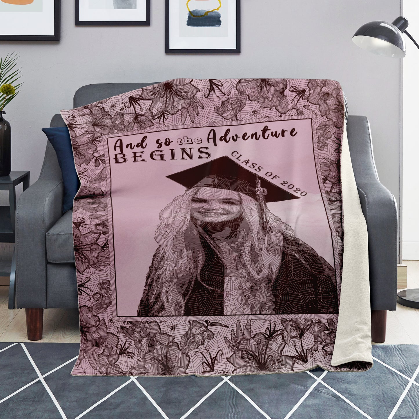 Geometric Art Custom Photo Sherpa Fleece Blanket - NeoSkull