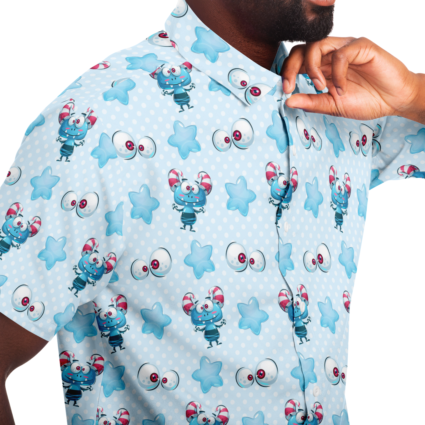 Little Monster short sleeve button down shirt