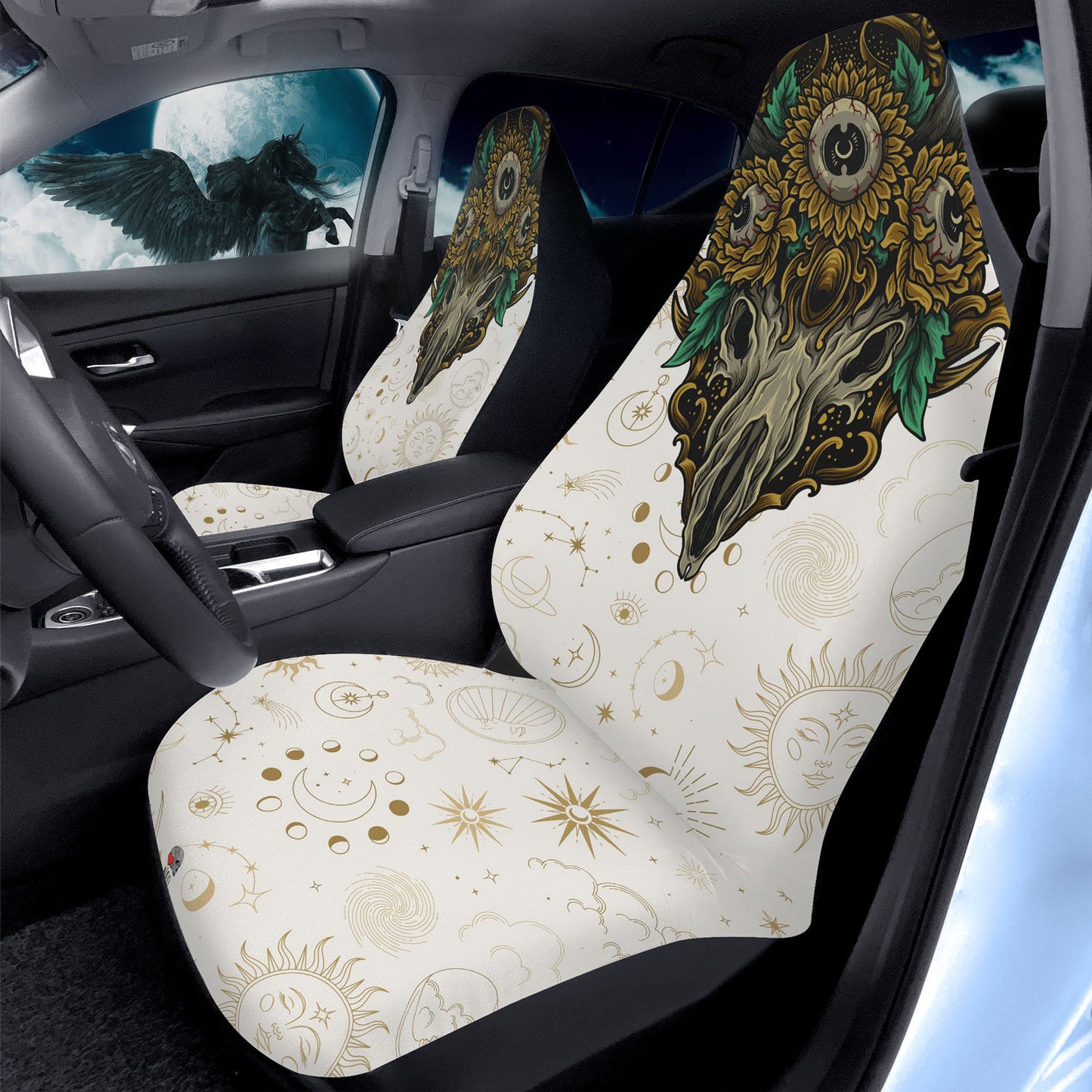 Sunflowers and Deer skull Car Seat Covers