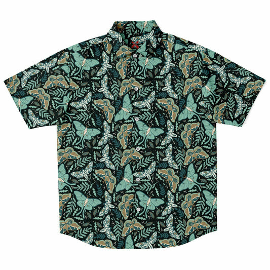 Cottage-core butterflies short sleeve button-up shirt