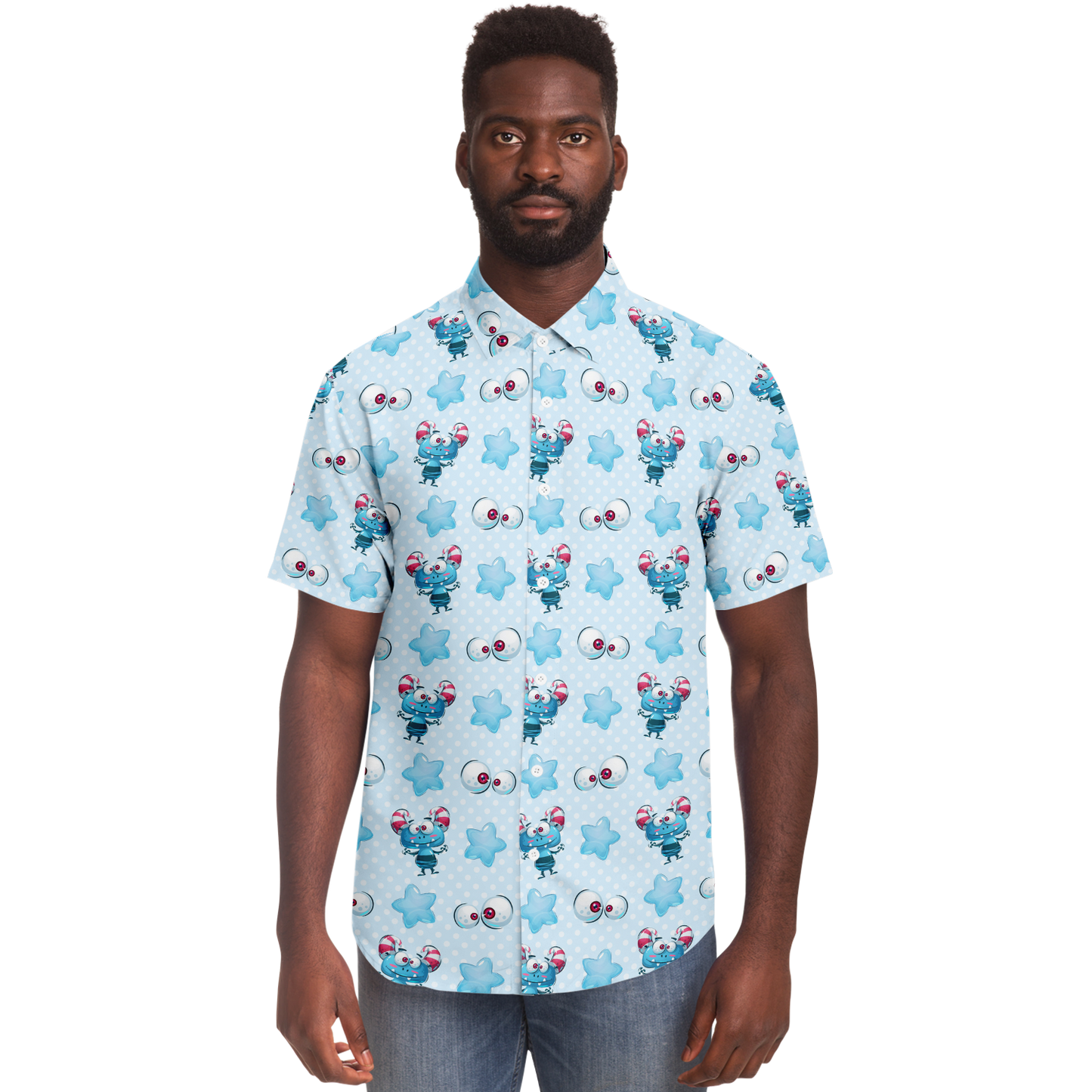 Little Monster short sleeve button down shirt