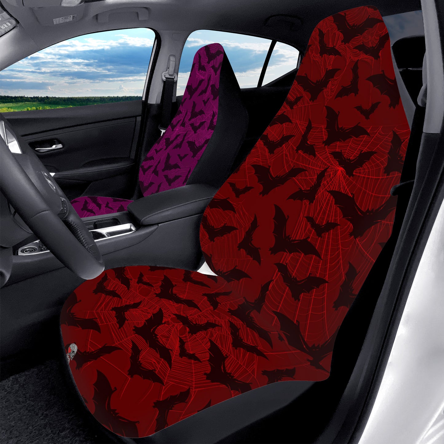 Bats and Spiderweb two colors Car Seat Covers - NeoSkull
