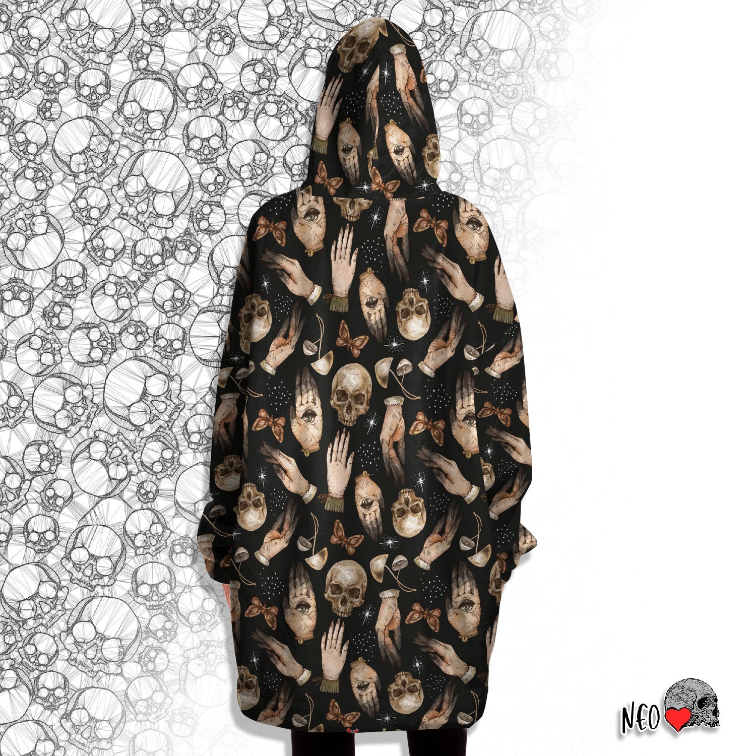 witch sign print long snug hoodie