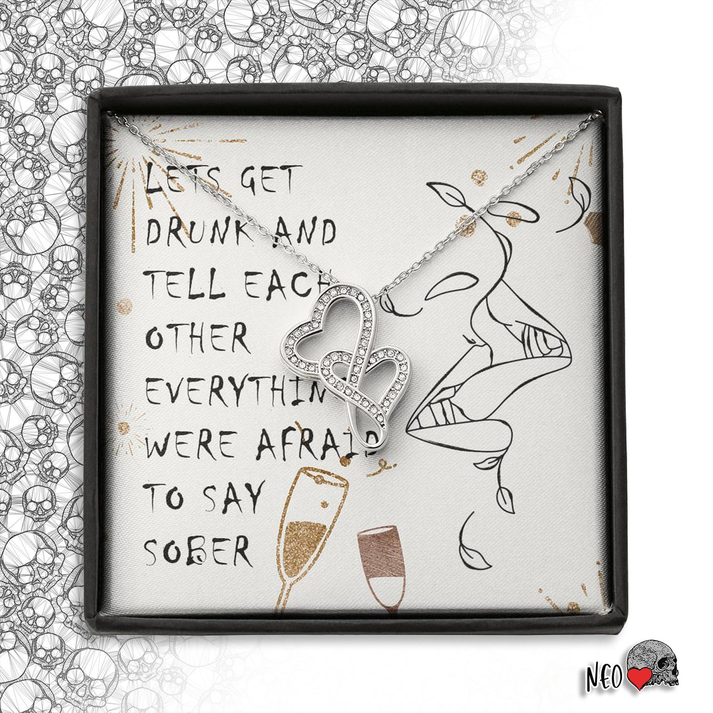 Lets get drunk together Couple Hearts Necklace