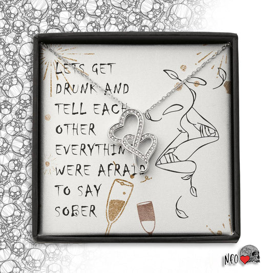 Lets get drunk together Couple Hearts Necklace