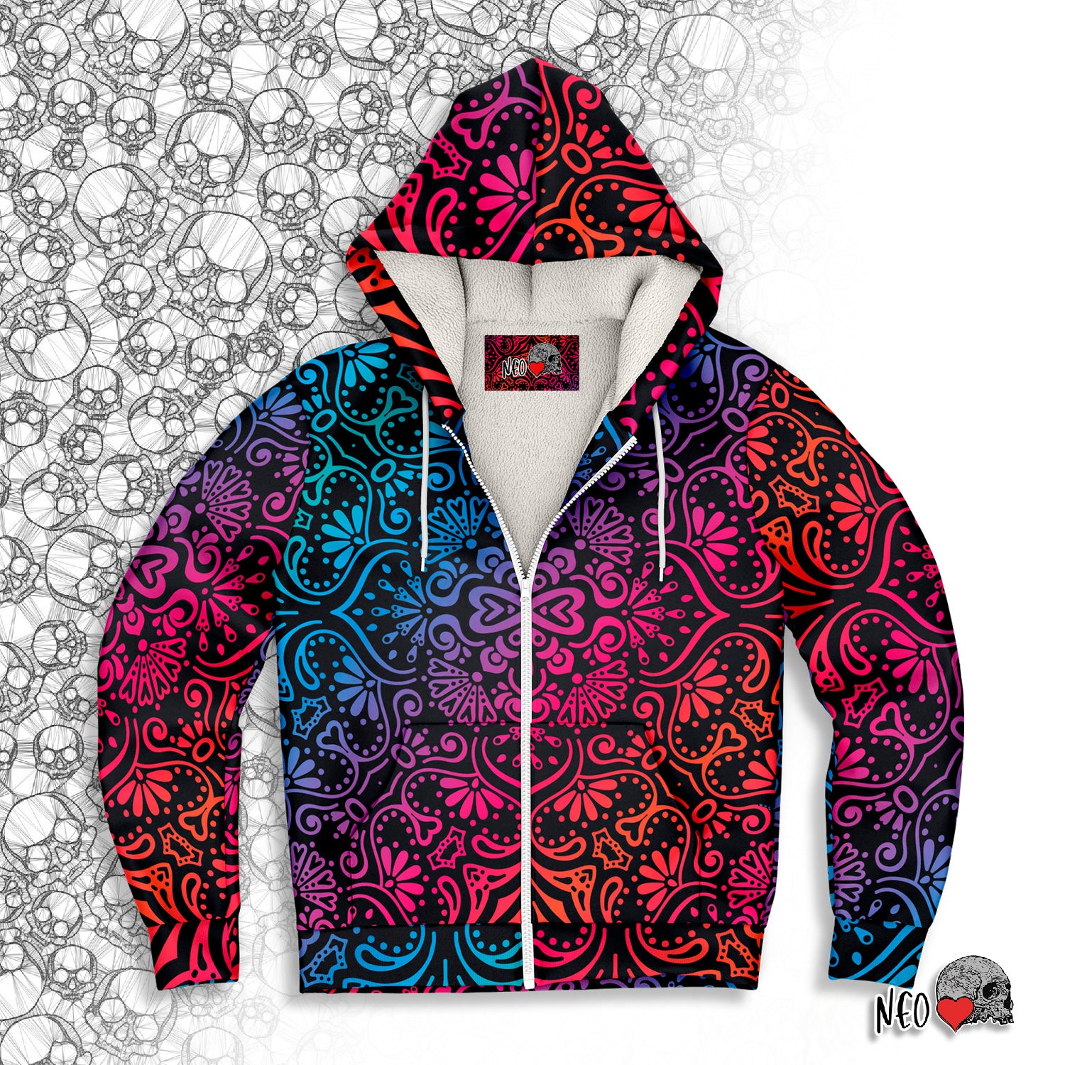 Mecha Mascot Microfleece Zip-up Hoodie - NeoSkull