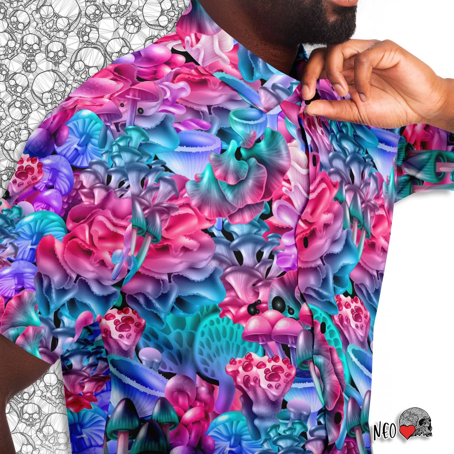 Magic Mushroom Short Sleeve Button Down Shirt - NeoSkull