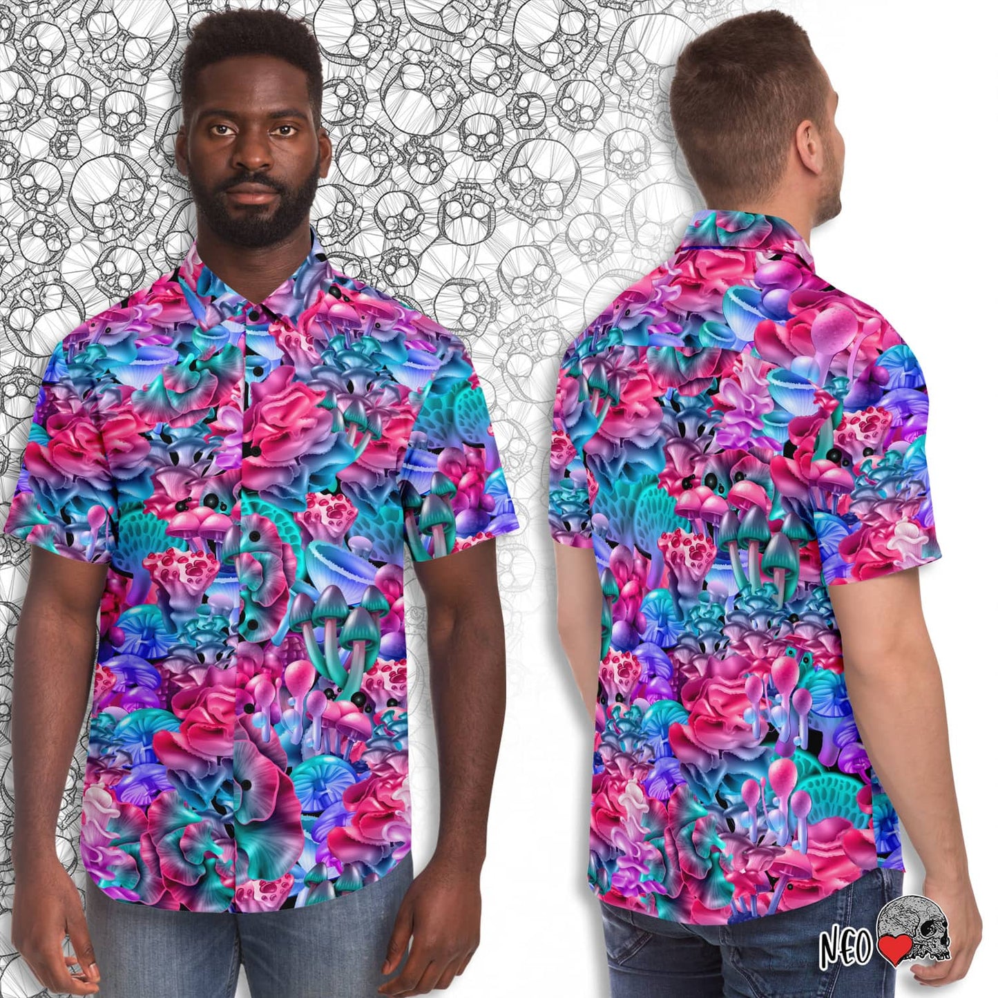 Magic Mushroom Short Sleeve Button Down Shirt - NeoSkull