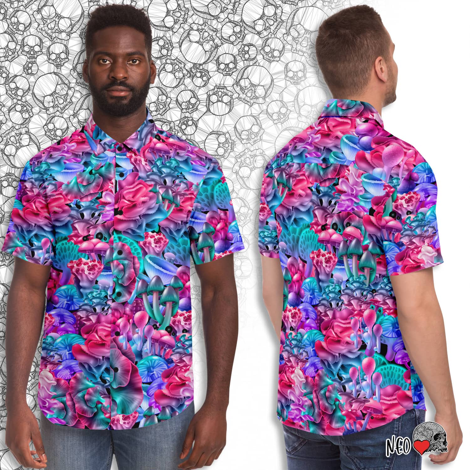 Magic Mushroom Short Sleeve Button Down Shirt - NeoSkull