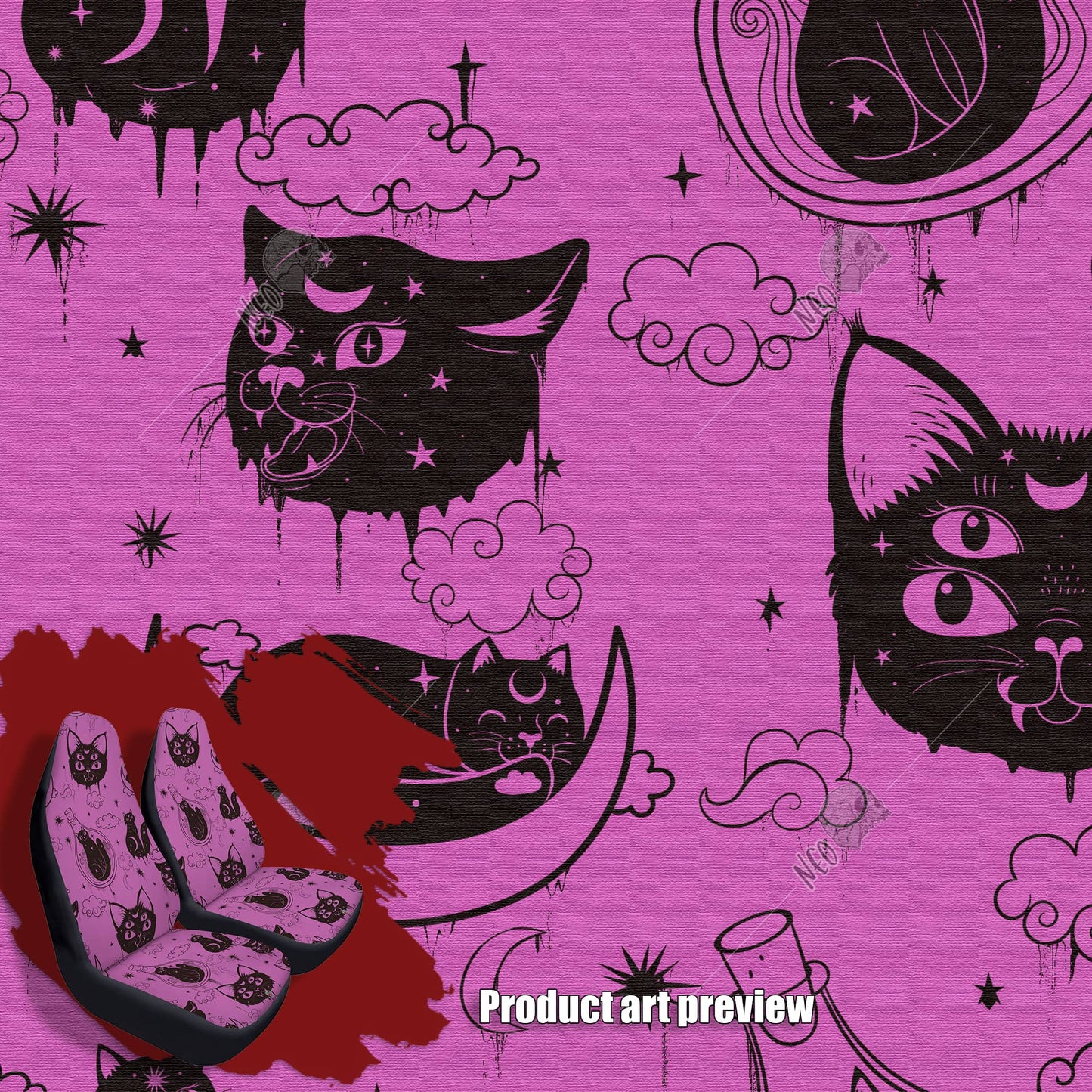 Occult Cat Car Seat Covers