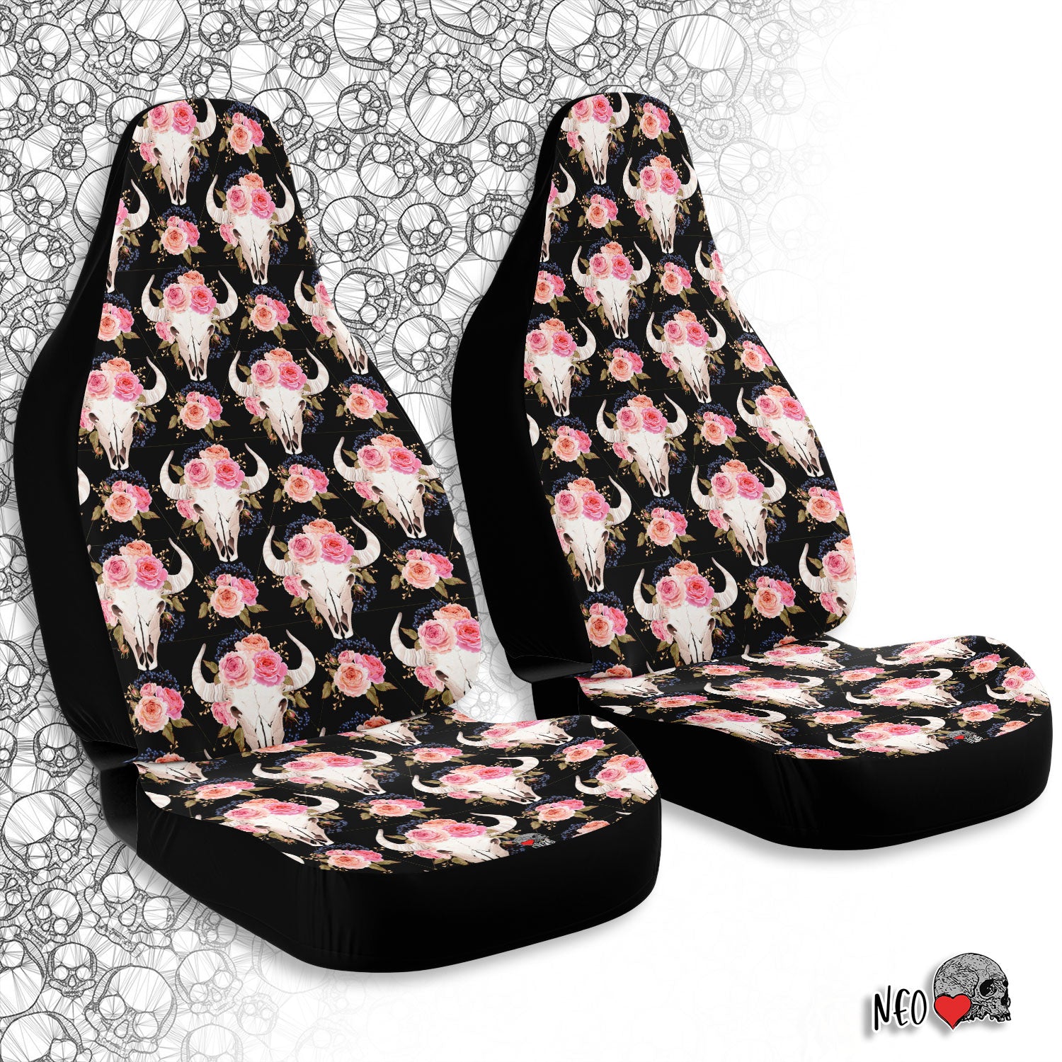 boho skull roses car accessoriers
