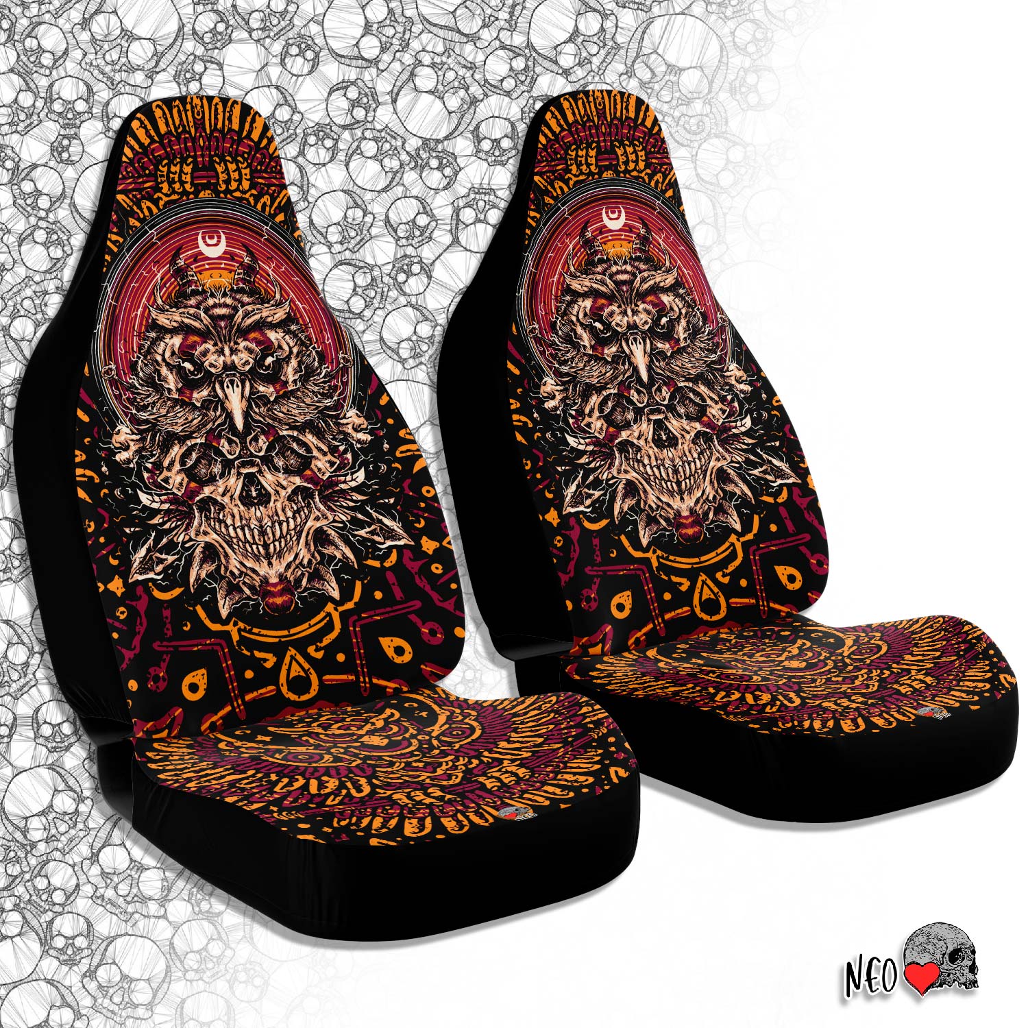 vintage skull car seat covers