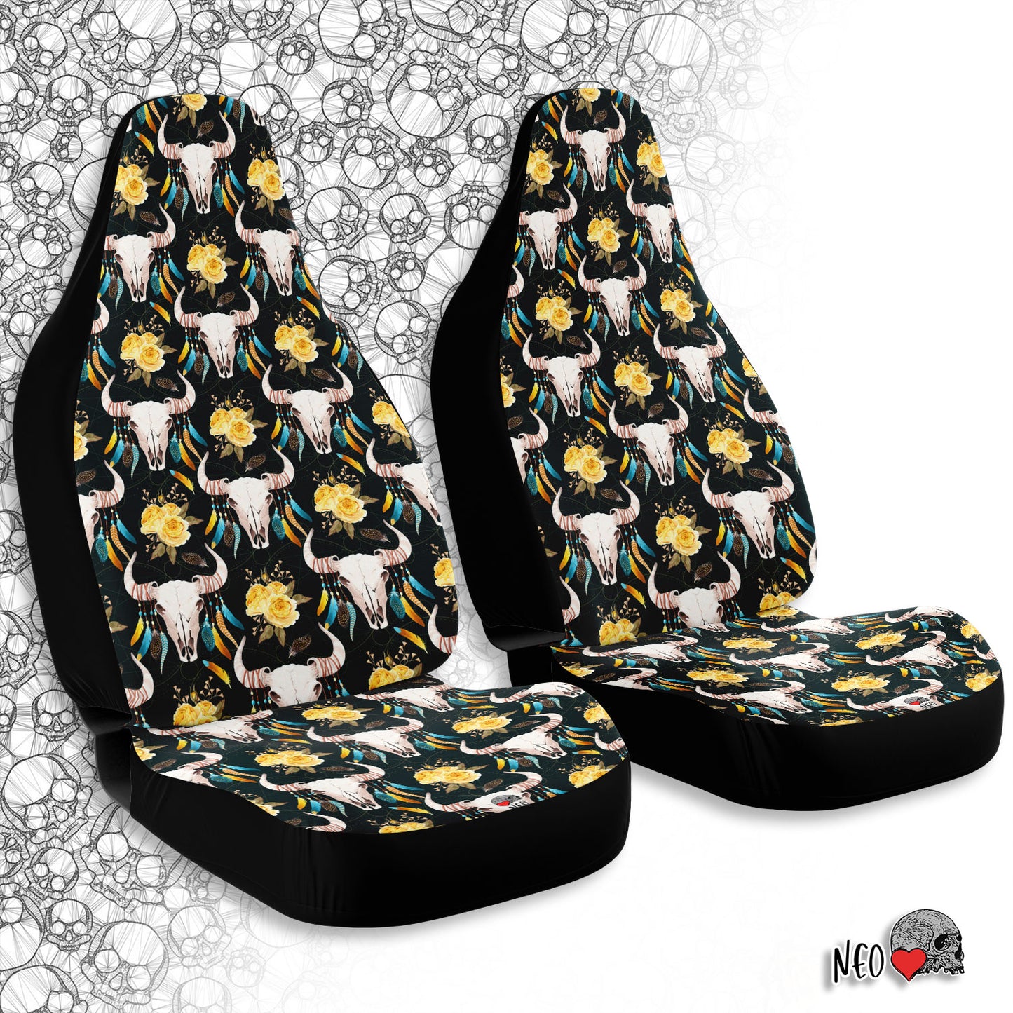 boho skull car seat covers