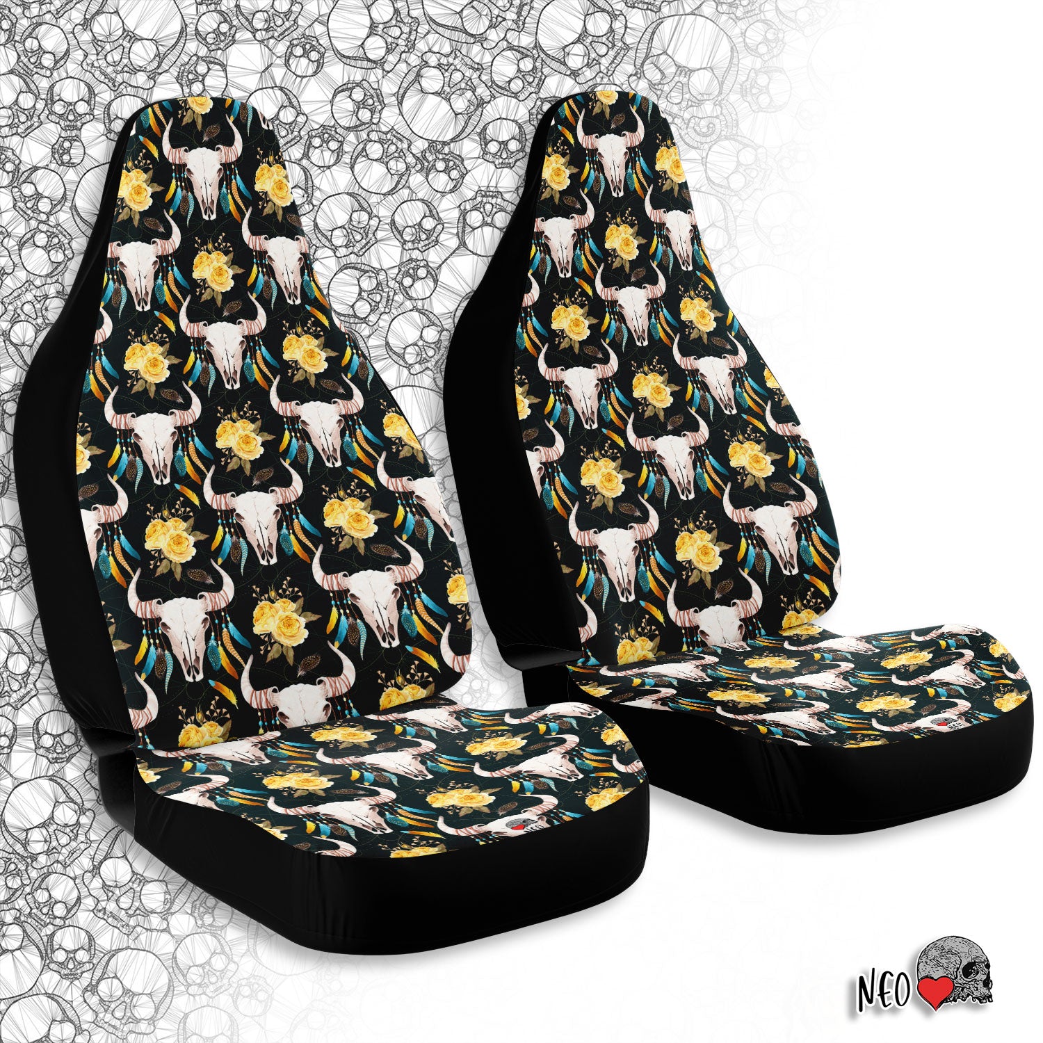 boho skull car seat covers