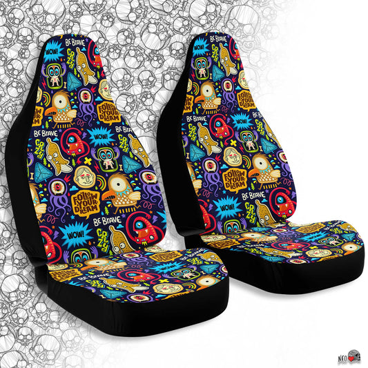 funky car set covers- neoskull