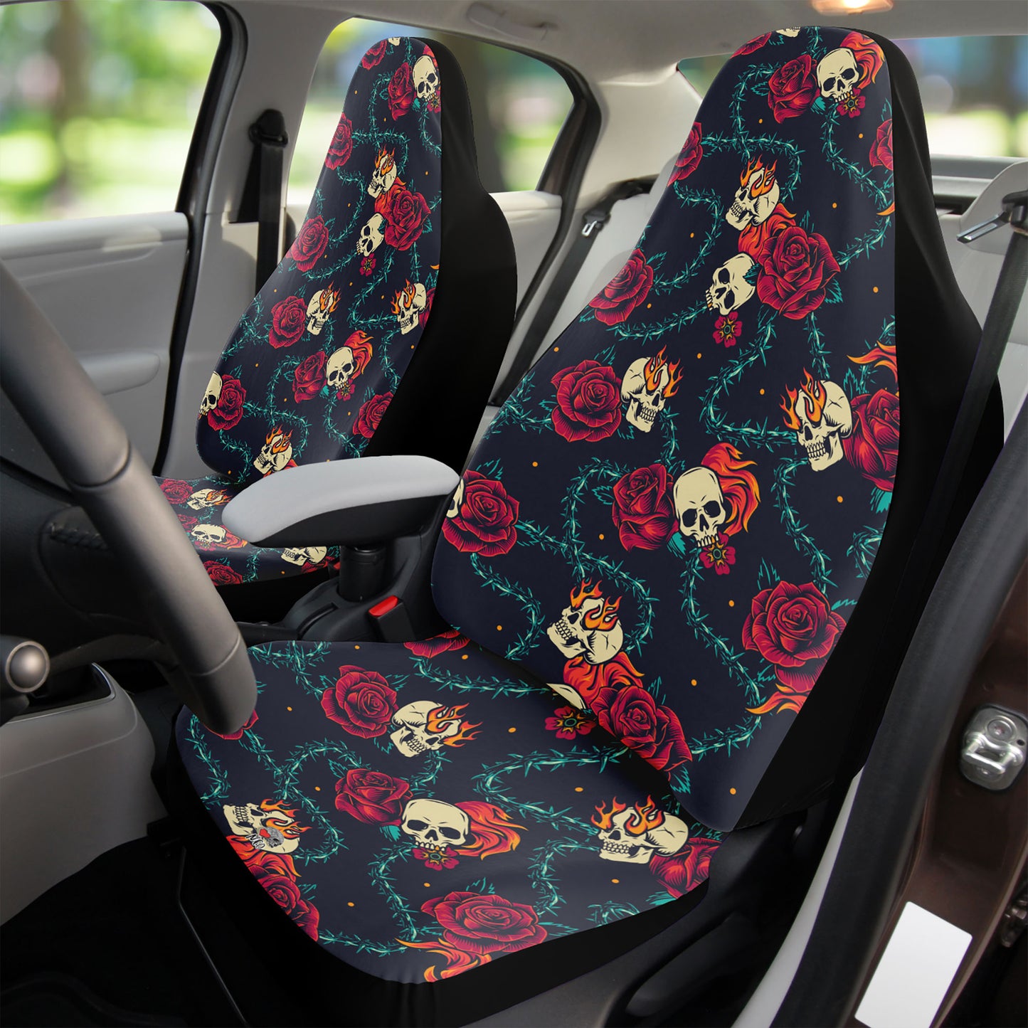 Roses Skulls and thorns car seat covers