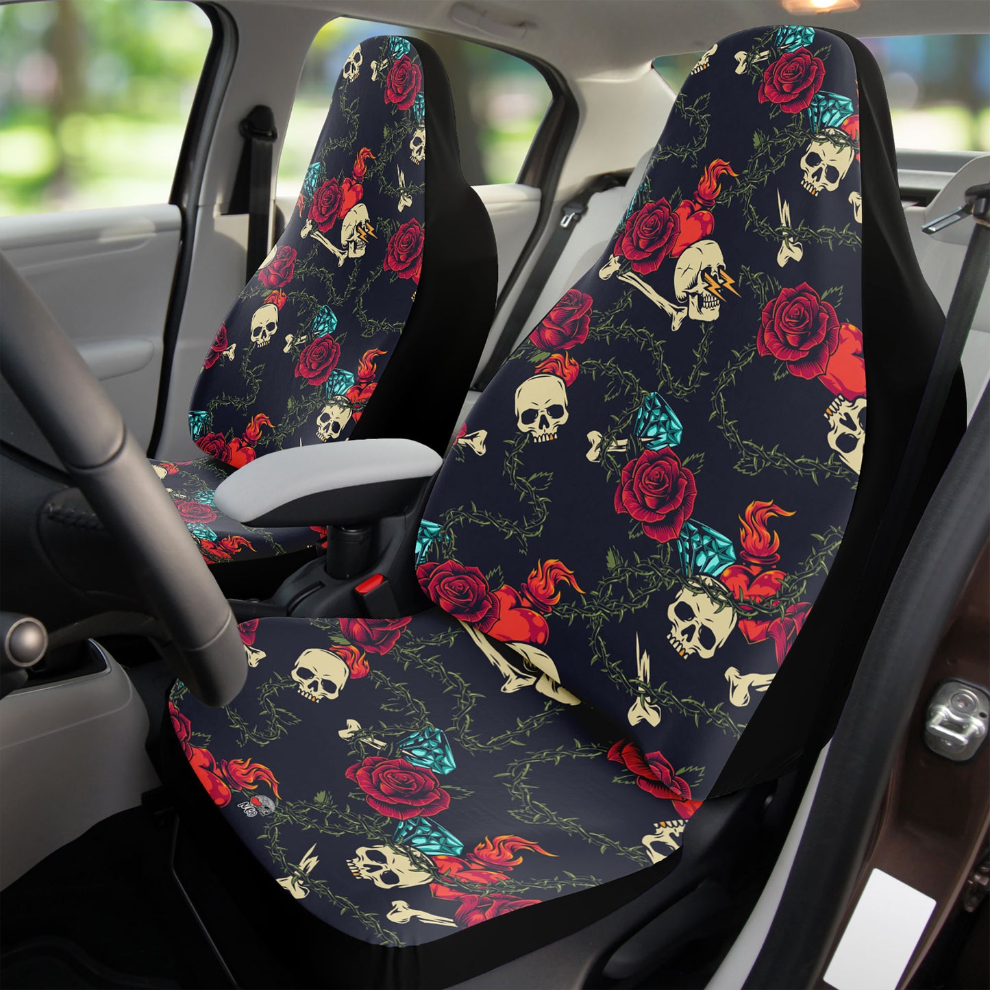 Roses Skull and gems Car Seat Covers