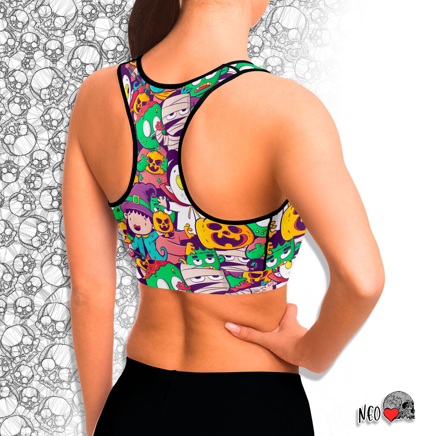 Spooky Crowd v2 Sports Bra - NeoSkull