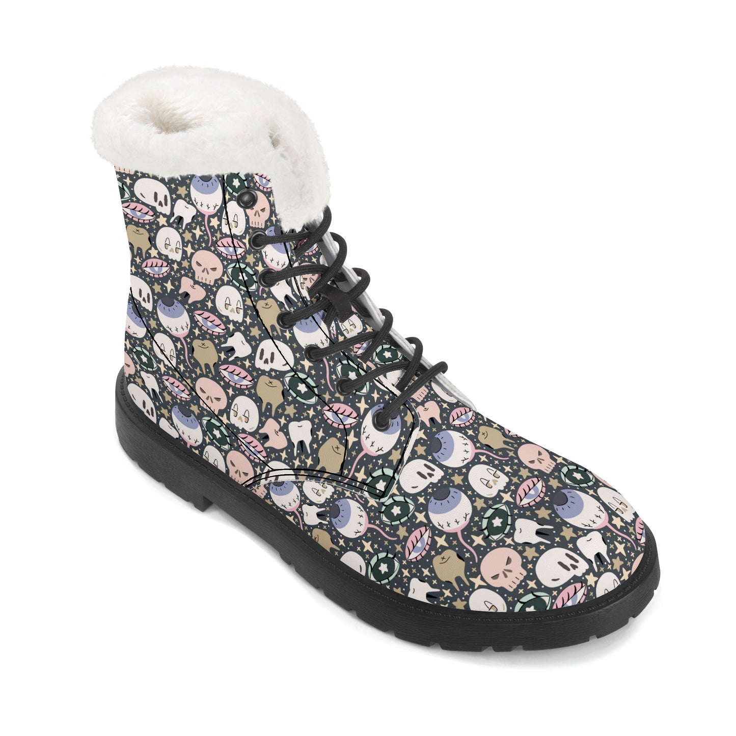 Spooky Faux Fur Synthetic Leather Boot