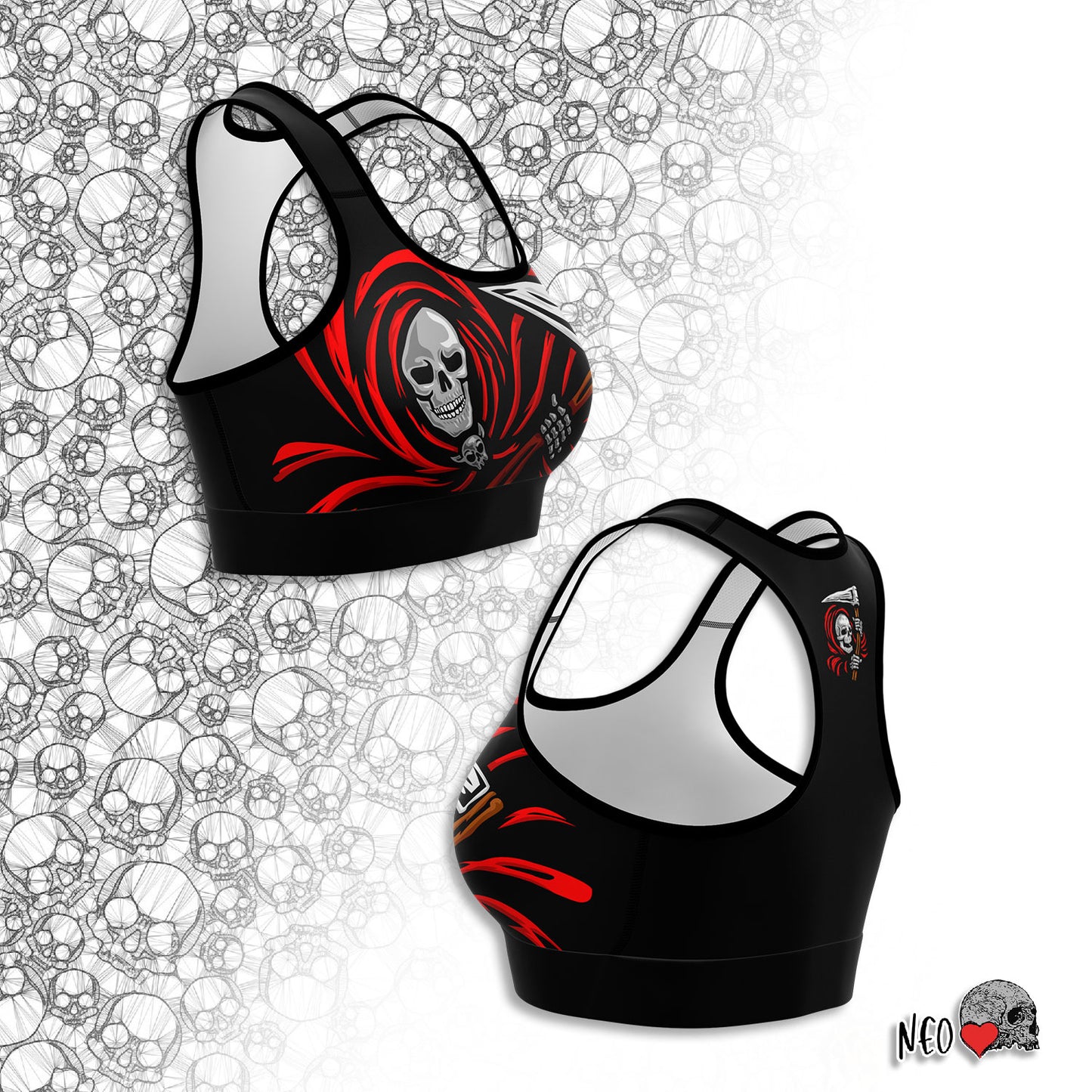 skull grim fitness sport bra