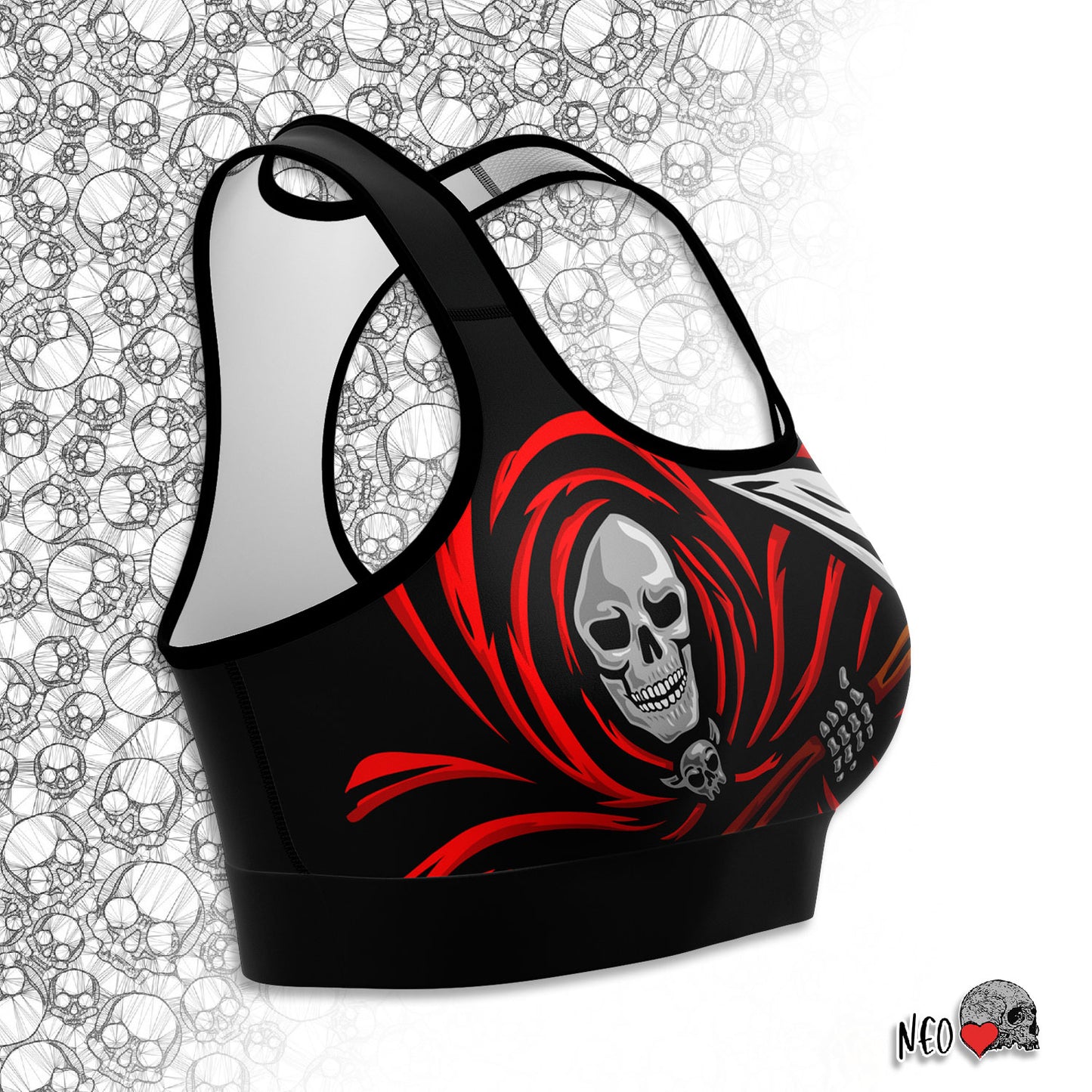 skull grim reaper sport bra