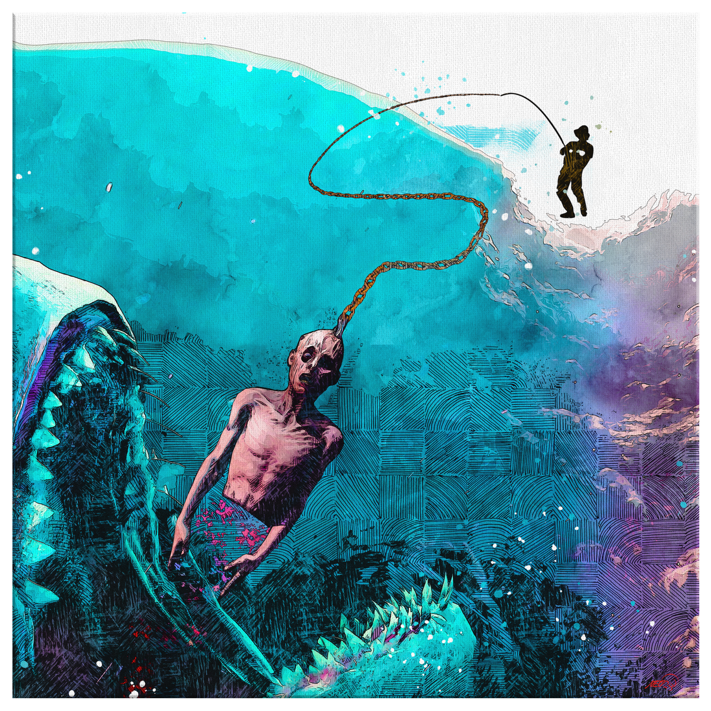 Deep Sea Fishing Canvas Wall Art - NeoSkull