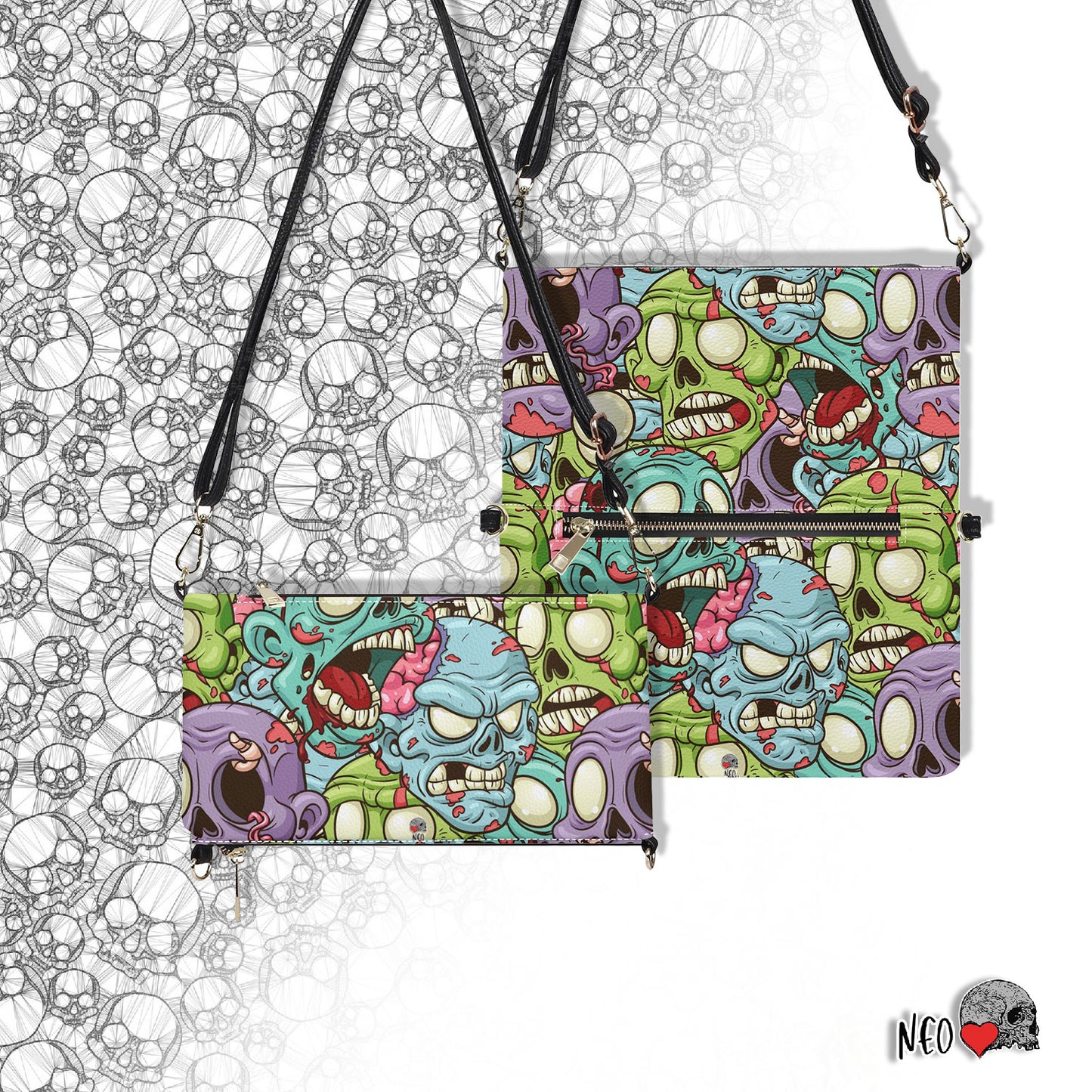 Zombie Crowd Foldable Cross Body Handbags Foldable Cross Body Handbags