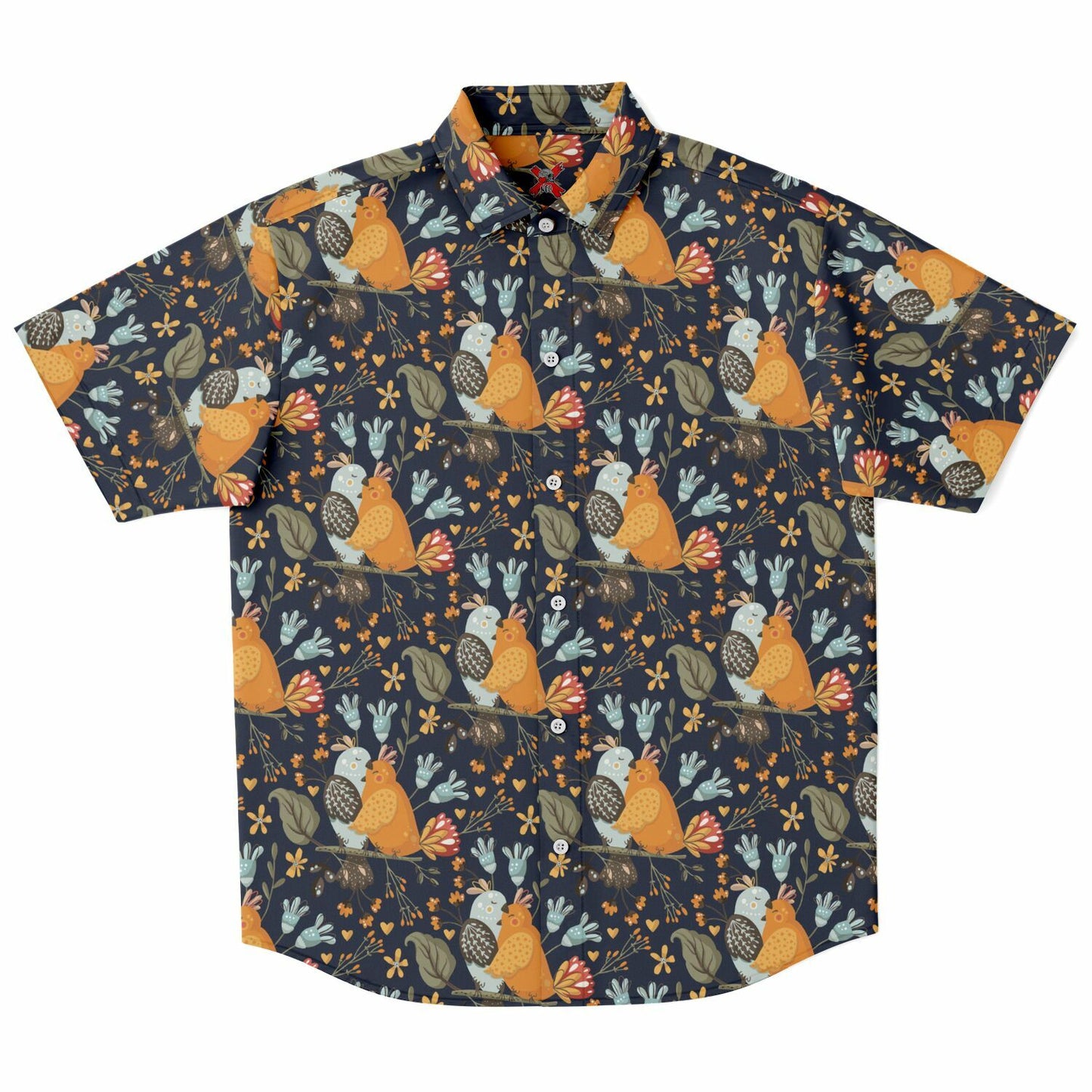 Lover Birds Short Sleeve Button Up Shirt - NeoSkull