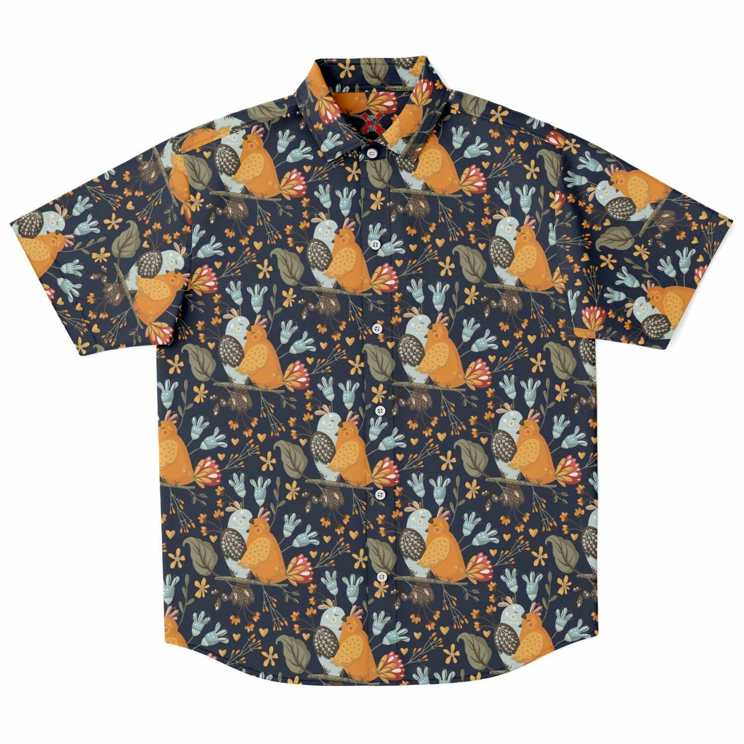 Lover Birds Short Sleeve Button Up Shirt - NeoSkull