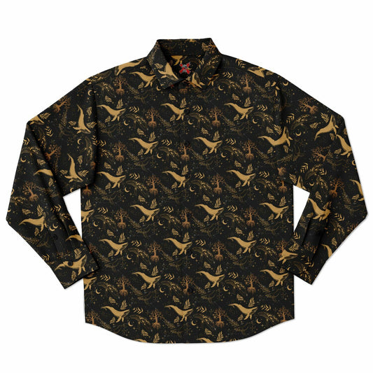 Celestial Whales Long Sleeve Button Up Shirt