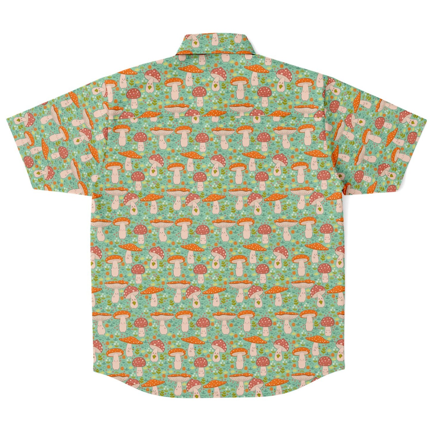 Busy Mushrooms Short Sleeve Button-up Shirt