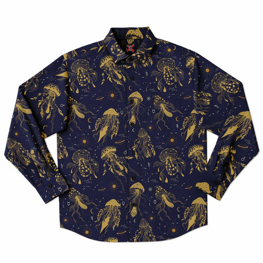 Mystical mushrooms Long Sleeve Button Down Shirt - NeoSkull