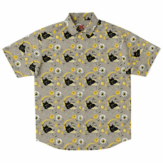 BooCat Short Sleeve Button-up Shirt - NeoSkull