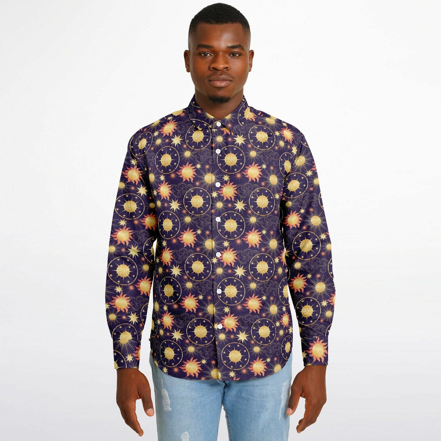 Sun and Planets Long Sleeve Button Up Shirt